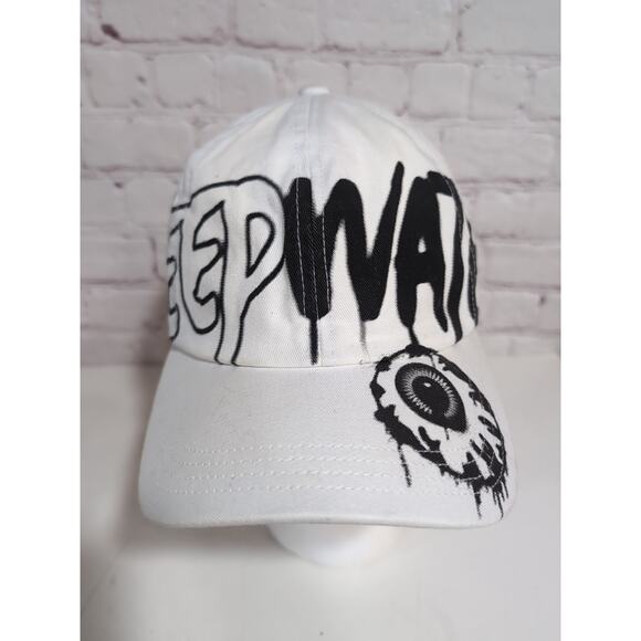 Mishka White Retro Graffiti Keep Watch Eyeball Hat Discontinued Cotton READ - Picture 1 of 16